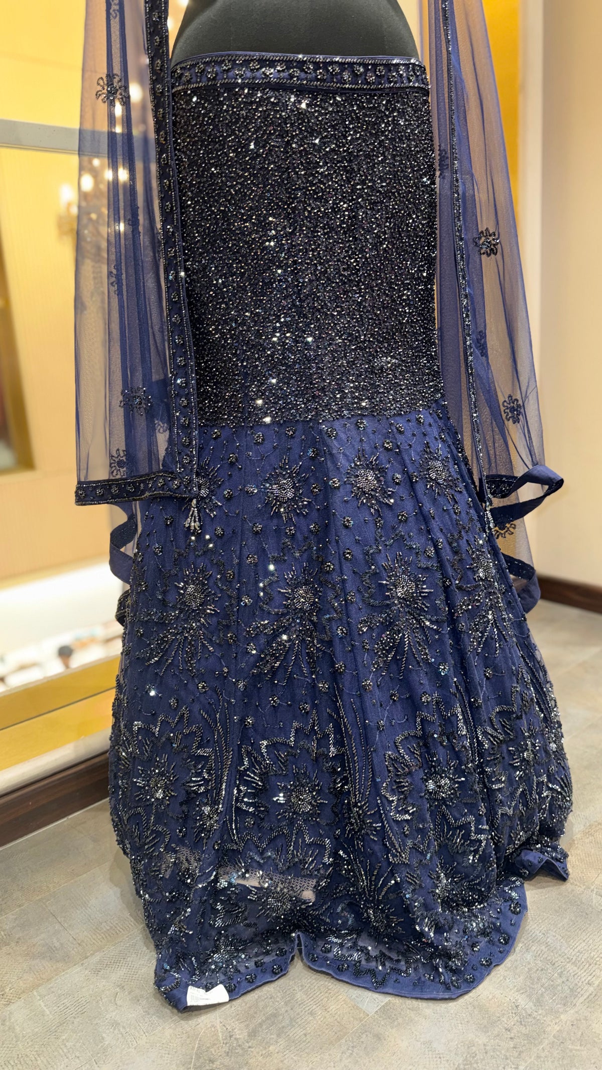 Midnight Navy Mermaid Fish-Cut Lehenga
