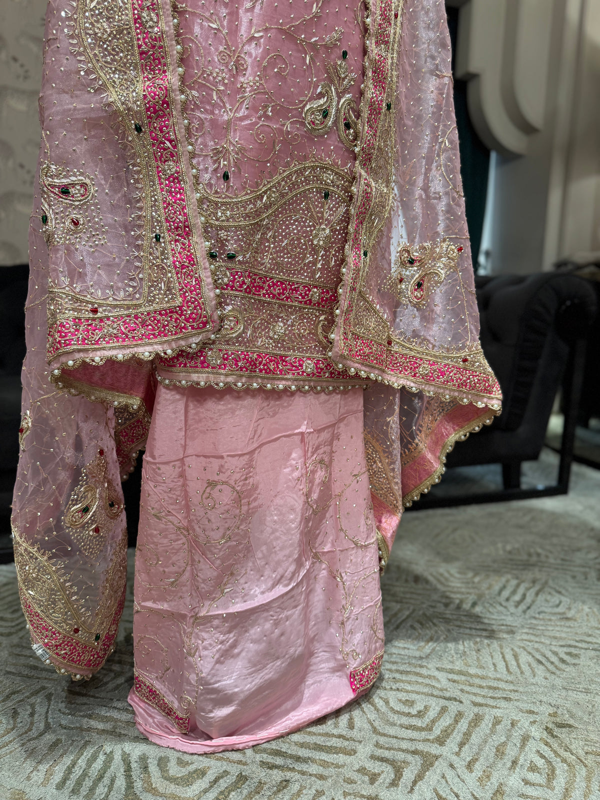 Elegant Pink Embroidered Unstitched 3-Piece Suit