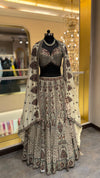 Luxury Ivory Designer Embroidered Lehenga Set with Handcrafted Blouse & Embellished Dupatta
