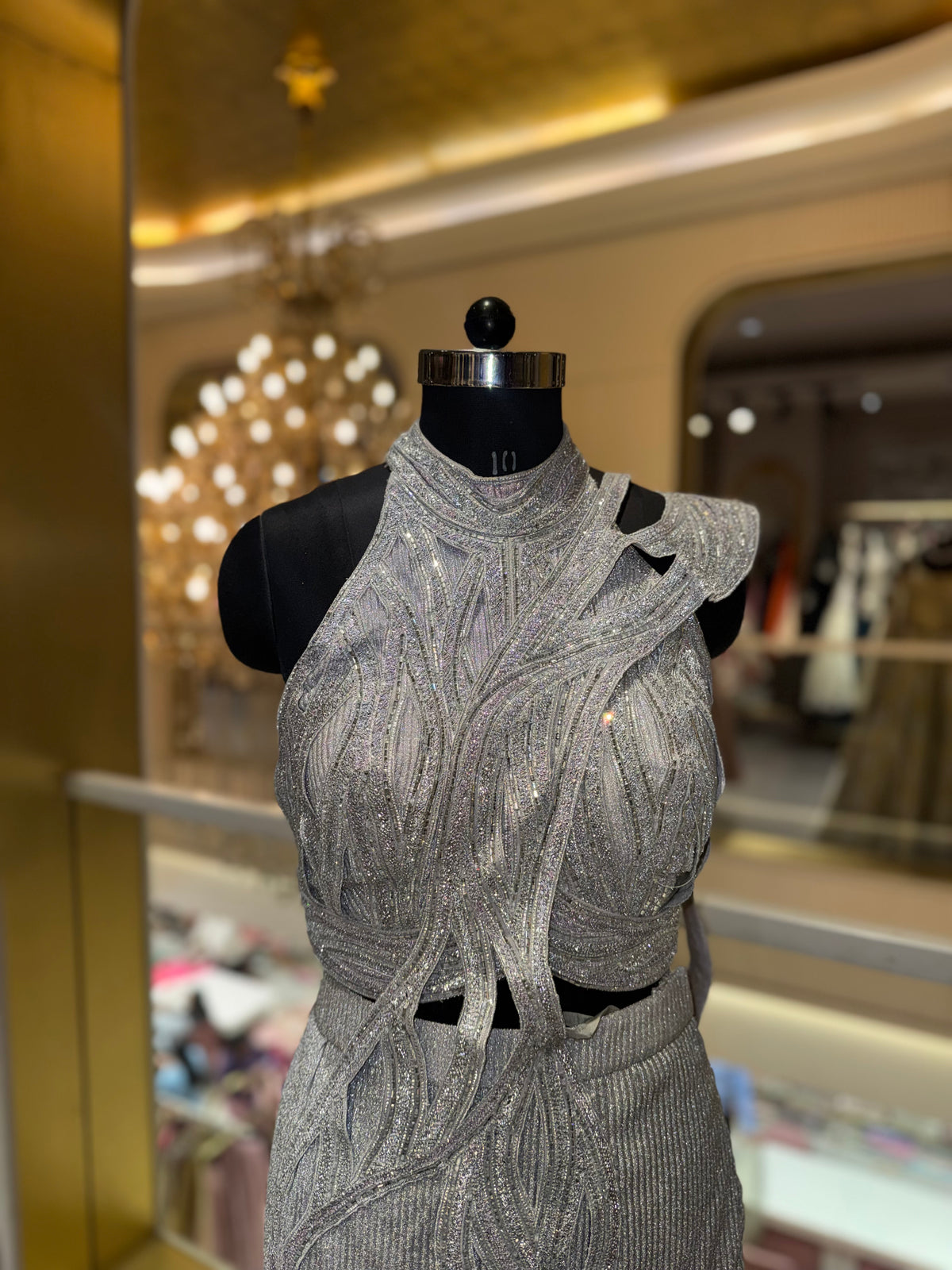Lumière Silver Draped Saree Gown