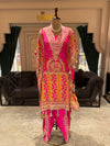 Hot Pink Embroidered Kaftan with Matching Dhoti Pants
