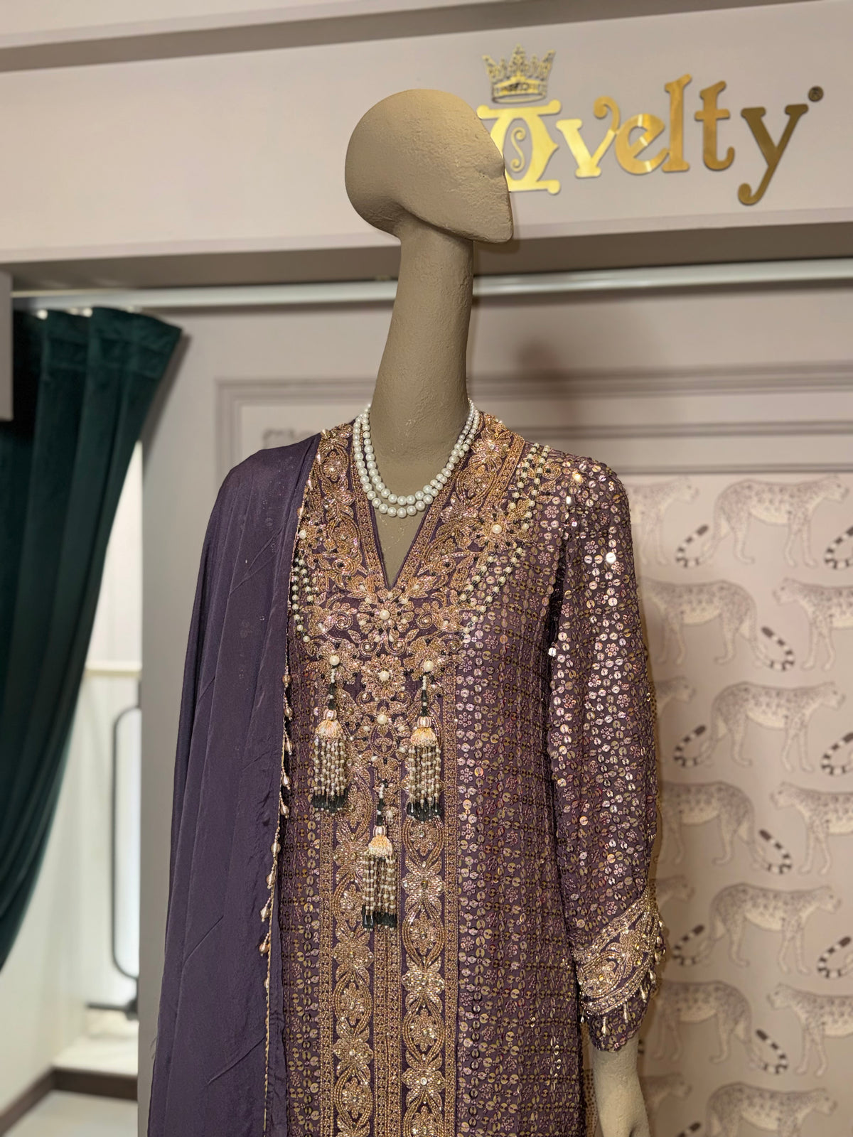 Royal Plum Embroidered Pakistani Suit with Dupatta