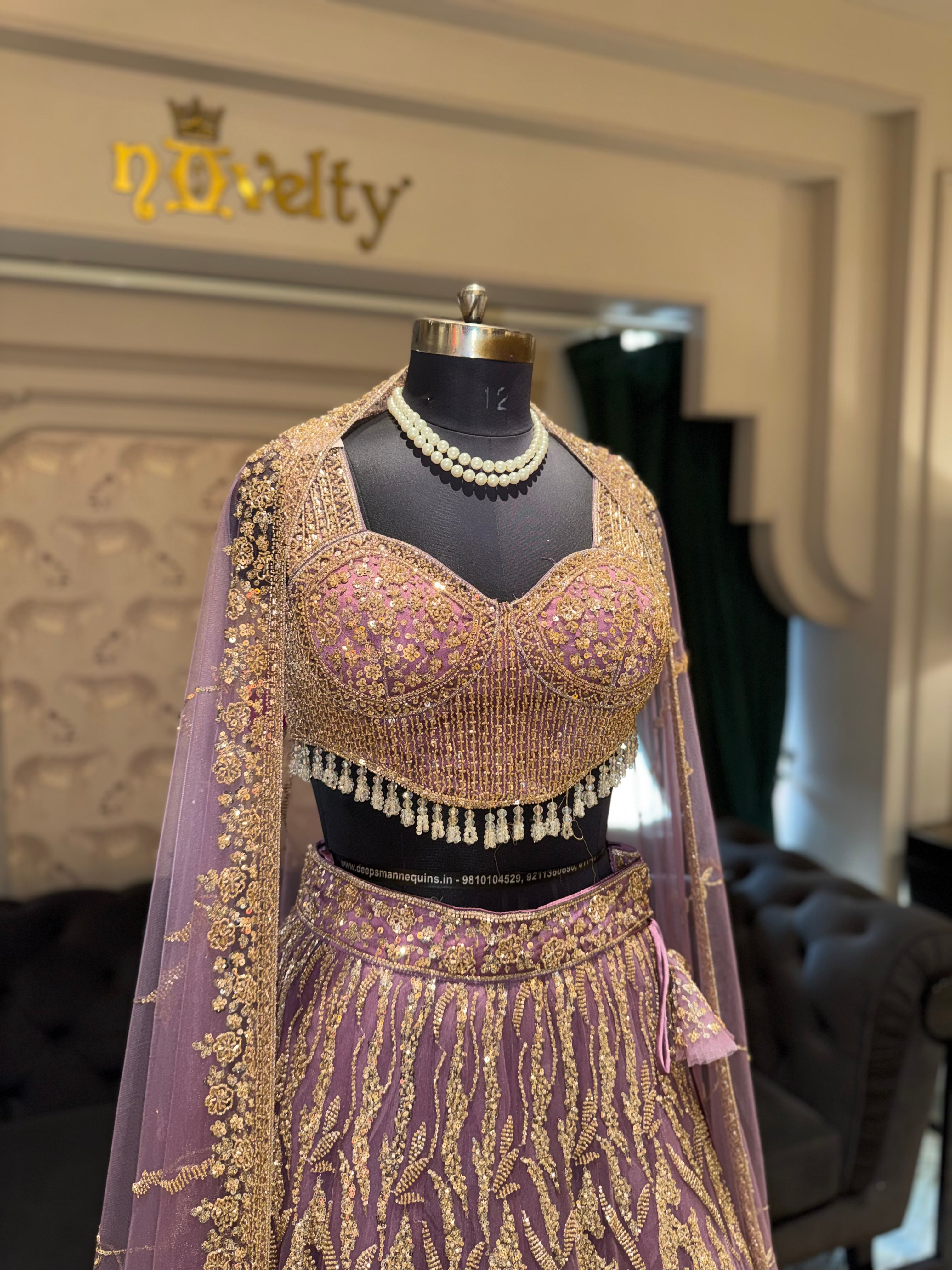 Regal Mauve & Antique Gold Embroidered Lehenga Set