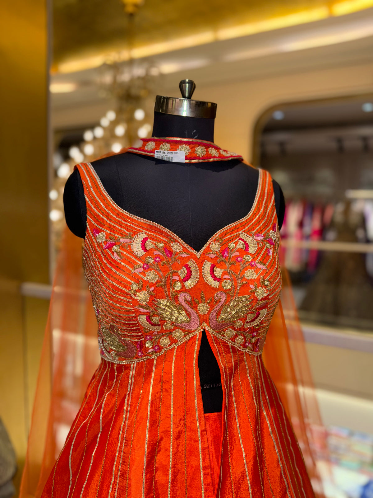Orange Embroidered Lehenga Set