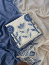 Premium Cream & Blue Embroidered Organza Suit Set