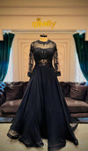 Premium Midnight Black Sequinned Evening Gown