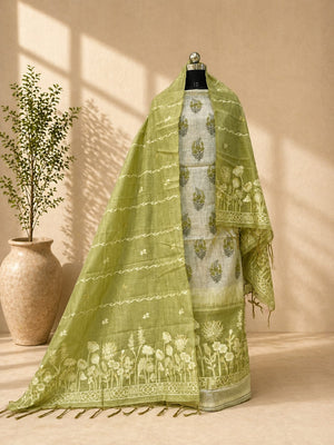 Premium Unstitched Cotton Jamdani Suit Set – Available in 4 Elegant Colors