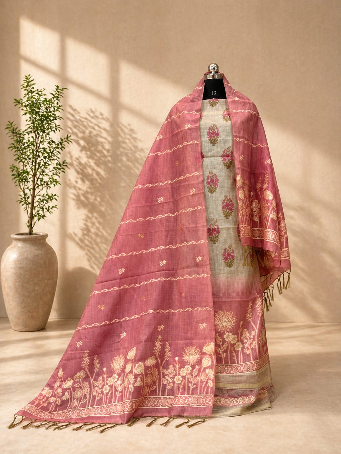 Premium Unstitched Cotton Jamdani Suit Set – Available in 4 Elegant Colors