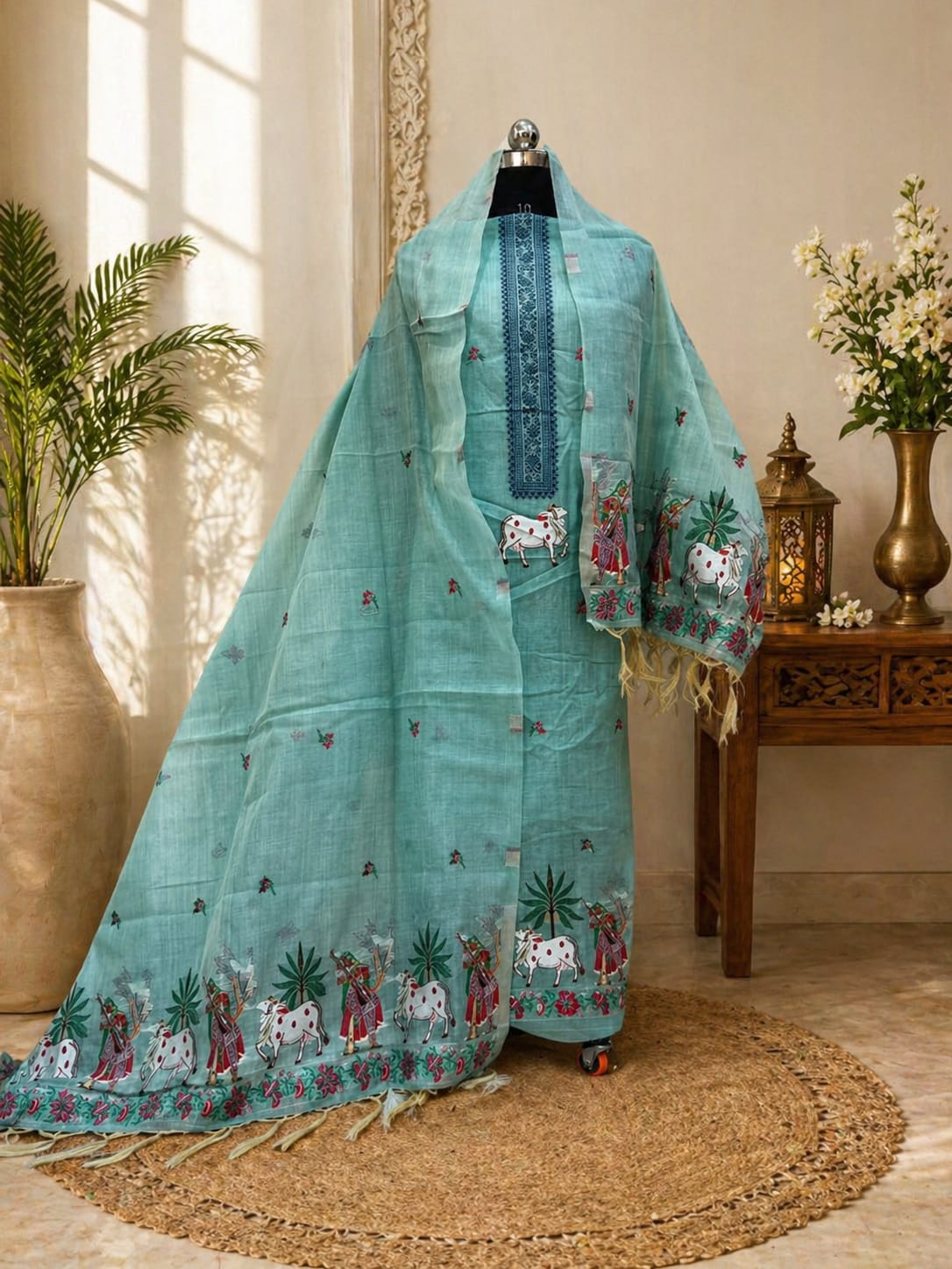 Premium Unstitched Cotton Jamdani Suit Set – Available in 5 Stunning Colo