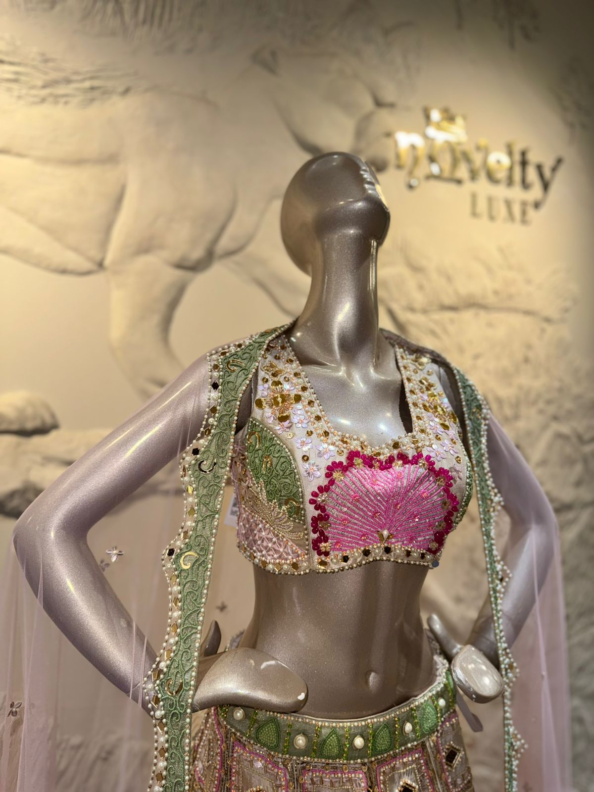 Novelty Luxe Exclusive: Heritage Multi-Color Embroidered Bridal Lehenga Set