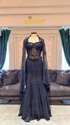 Midnight Glamour: Designer Fish-Cut Mermaid Lehenga with Corset-Style Blouse