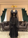 Midnight Noir Indo-Western Set – Heavily Embellished Peplum with Cape Sleeves