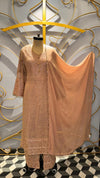 Elegant Rose-Gold Georgette Suit with All-Over Sequin Work and Matching Dupatta
