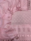 Luxury Mul Chanderi Unstitched Suit Set with Cut-Work Embroidery and Organza Border