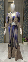 Designer Indo-Western Set with Cropped Jacket and Flared Sharara Pants