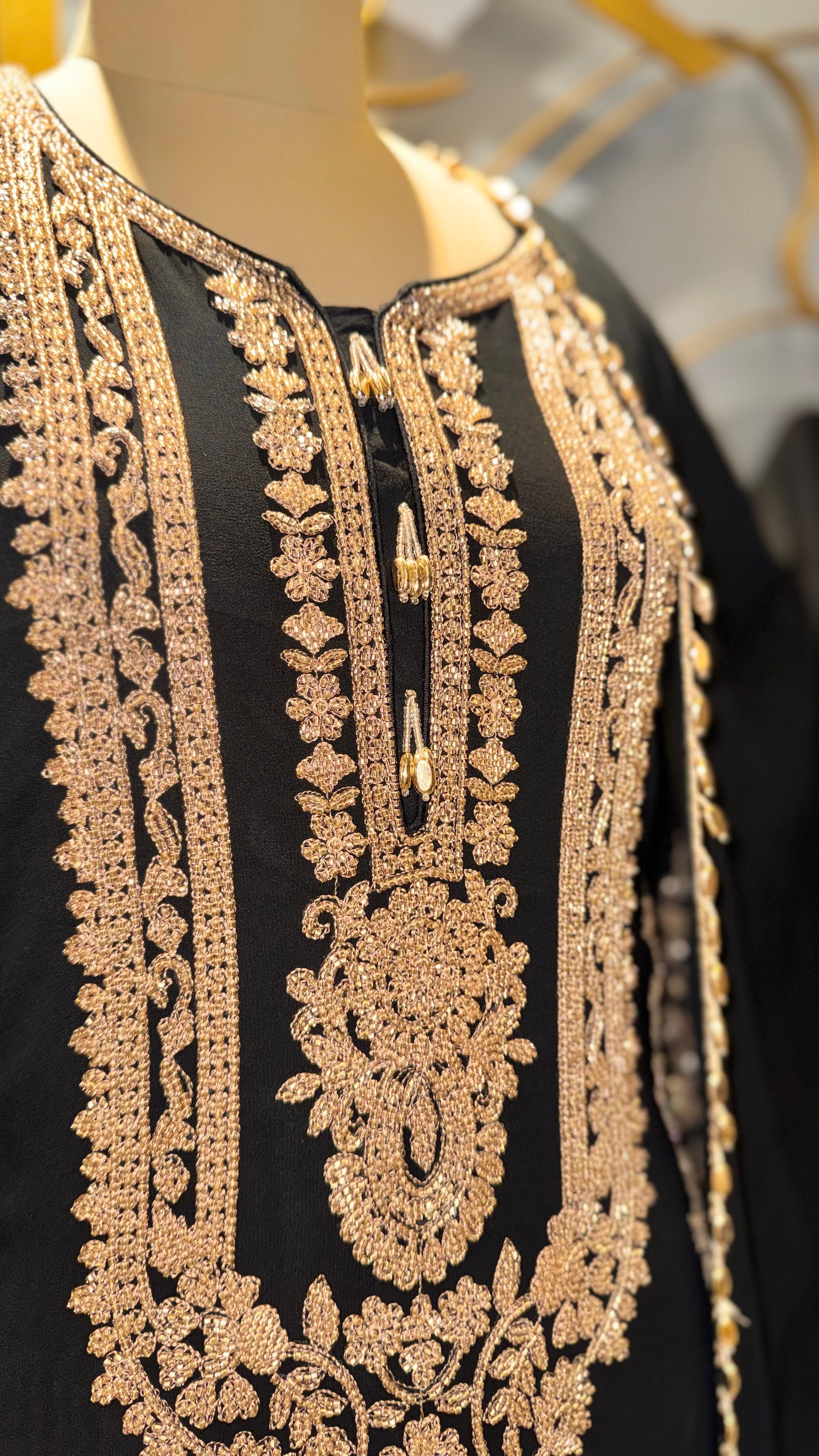 Premium Black Ethnic Suit with Intricate Golden Zari Work and Sequins