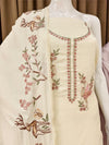 Premium Pastel Unstitched Suit Set with Traditional Deer and Nature-Inspired Embroidery