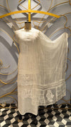Premium Off-White Mul Cotton Unstitched Suit with Intricate Cut-work Lace and Floral Embroidery