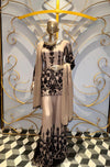 Premium Beige Indo-Western Set with Bold Black Resham Embroidery and Flared Trousers