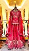 Premium Rani Pink Silk Full-Shirt Lehenga Set with Intricate Zari and Mirror-Work Borders
