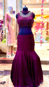 Designer Deep Wine Fishcut Lehenga with Ruched Detailing and Heavy Embellished Bustier