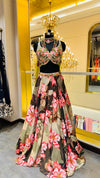 Designer Tropical Floral Print Lehenga with Embroidered Cut-Out Halter Choli