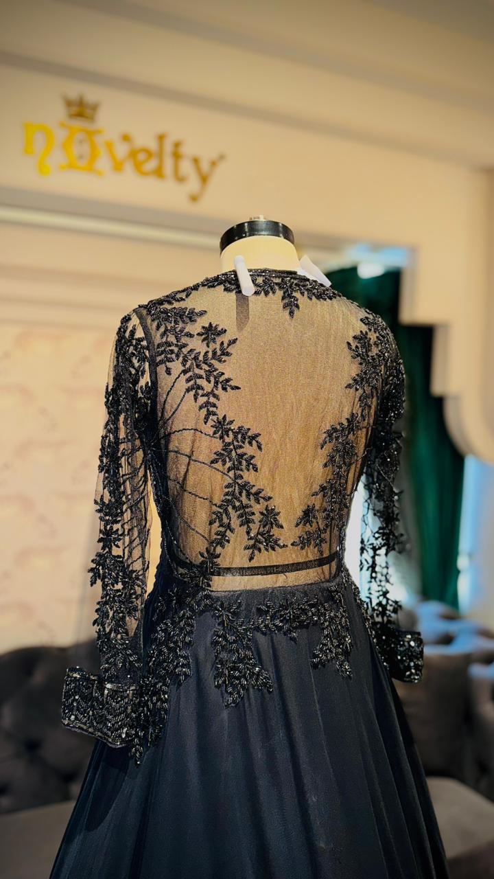 Premium Midnight Black Sequinned Evening Gown